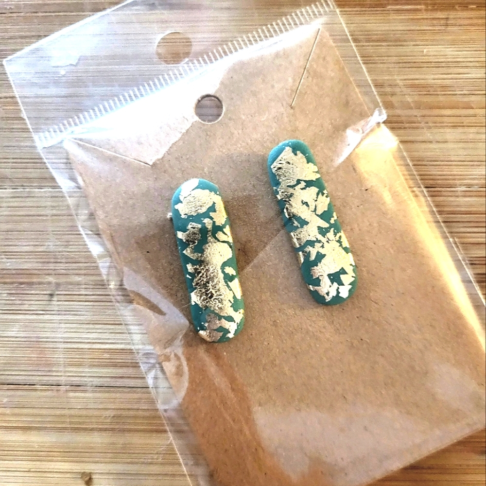 Modern Green Foil earrings